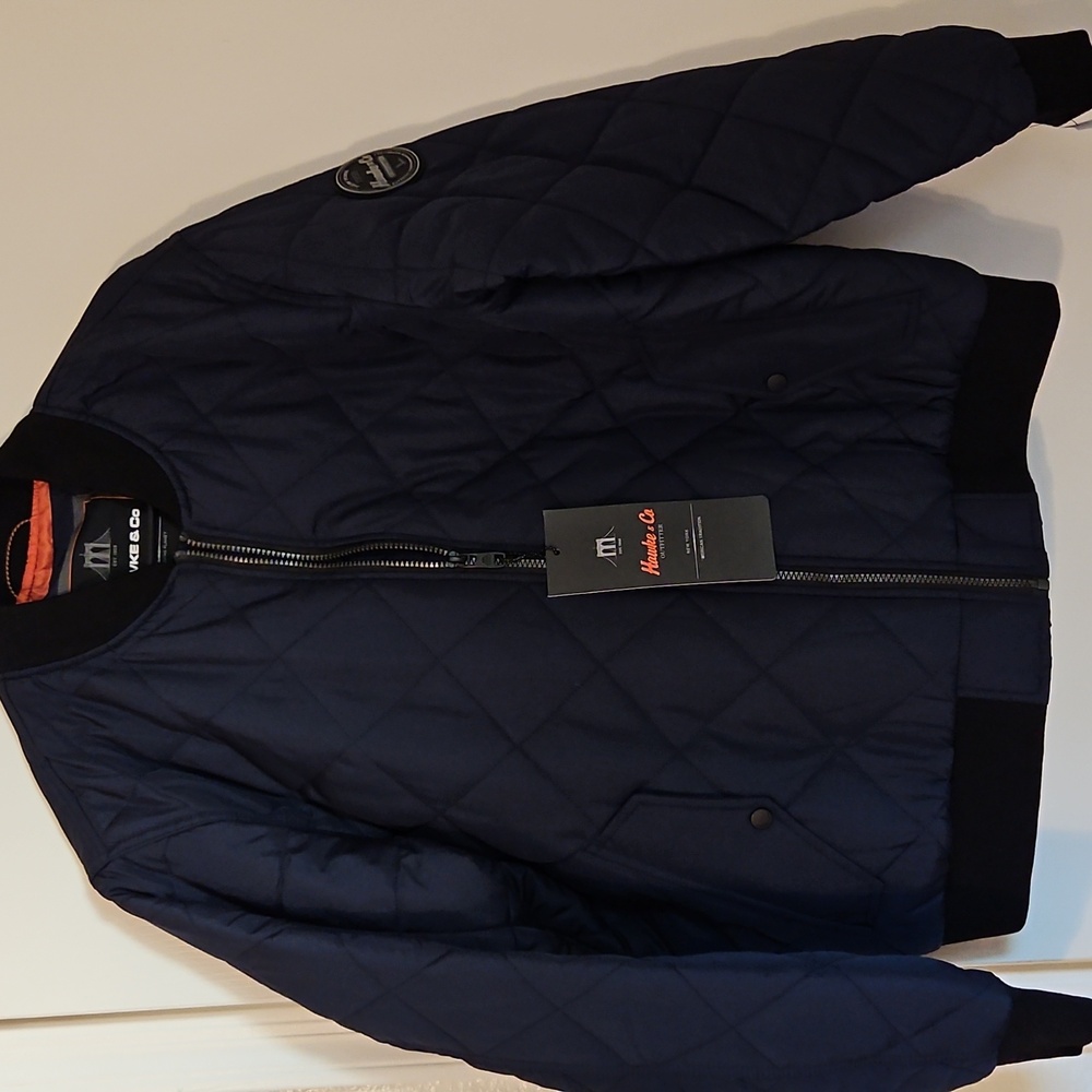 Hawke & Co Navy Quilted Bomber Jacket by